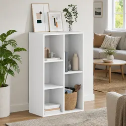 Sleek White Book Cabinet with Ample Storage