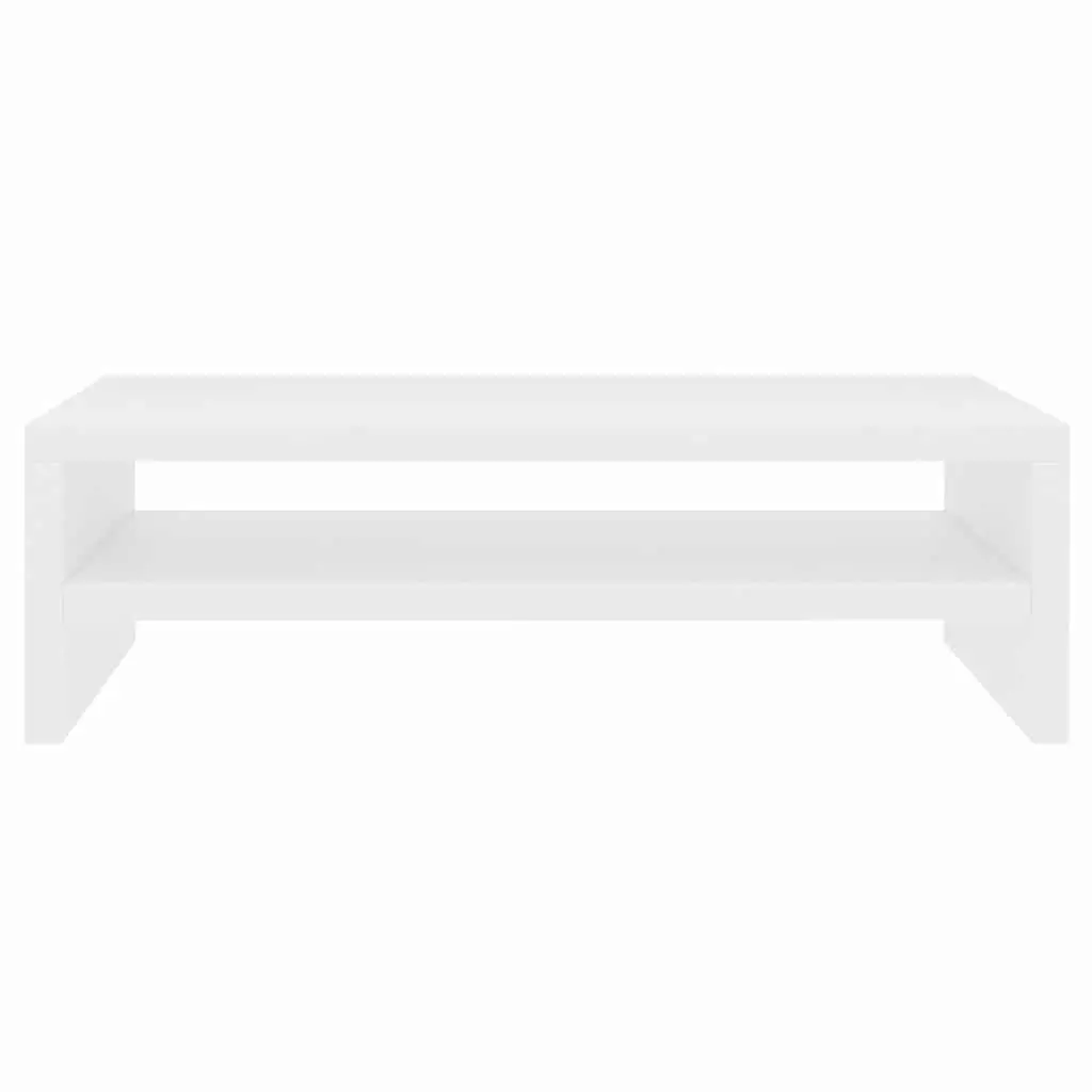 Monitor Stand Riser White Engineered Wood Desktop Keyboard Storage Shelf