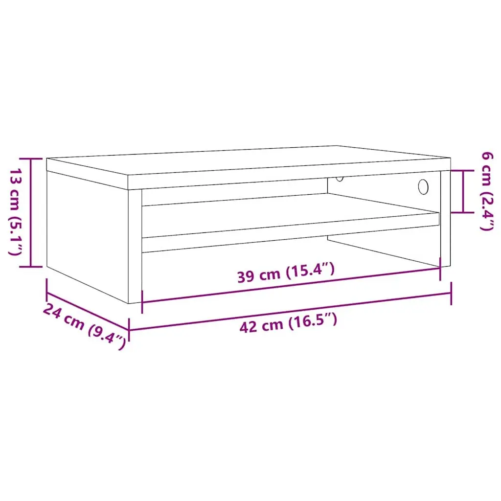 Monitor Stand Riser Sonoma Oak Engineered Wood TV Desktop Storage Shelf