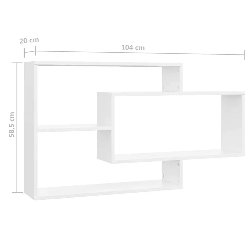 Wall Shelves Floating 104x20x58.5 cm White Engineered Wood Easy to Clean Open Compartments Storage Display