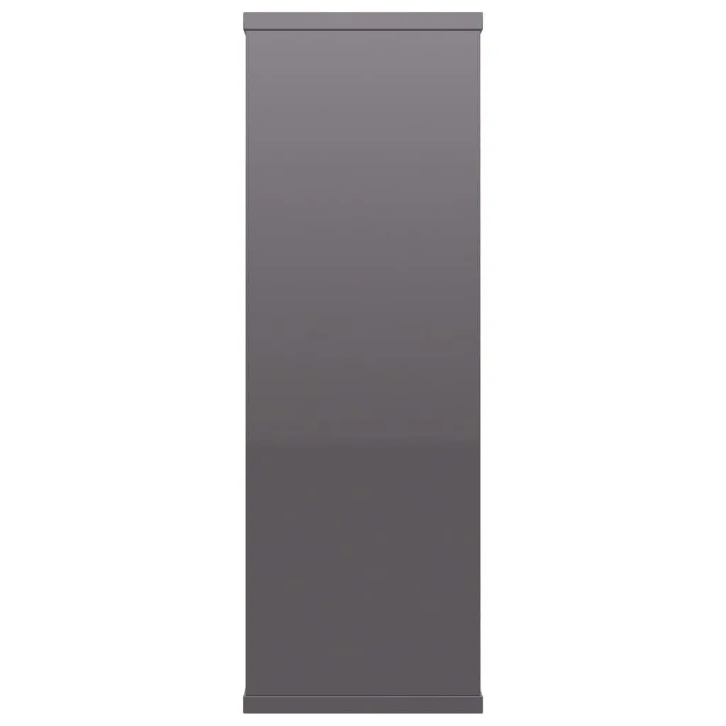 Wall Shelves Grey High Gloss 3 Open Compartments Storage Display Unit Home Office