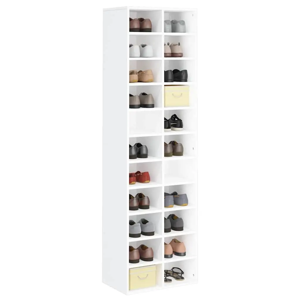 Shoe Storage Organiser Rack White 54x34x183cm 22 Compartments Easy Assembly