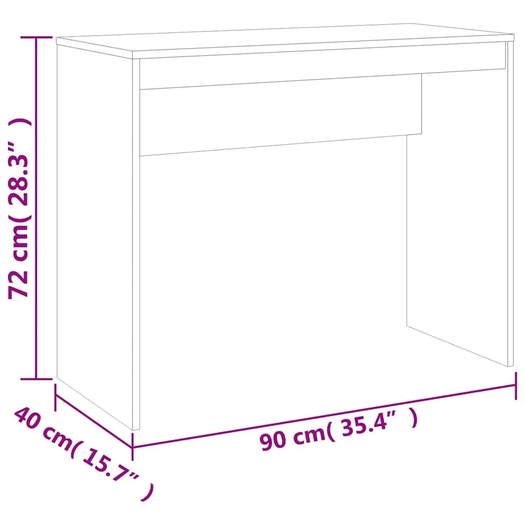 Desk Grey Engineered Wood 90x40x72 cm Modern Study Work Table