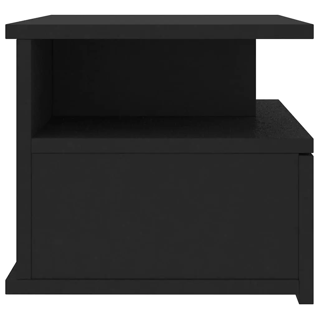 Floating Nightstand Black Wall-Mounted Compact Storage Shelf