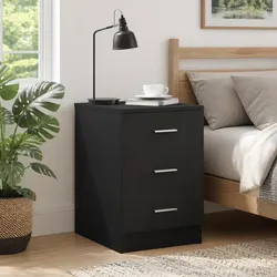 Black Nightstand with 3 Drawers – Store Essentials Easily