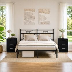 Concise Design: Black Bedside Cabinets - 2-Pack