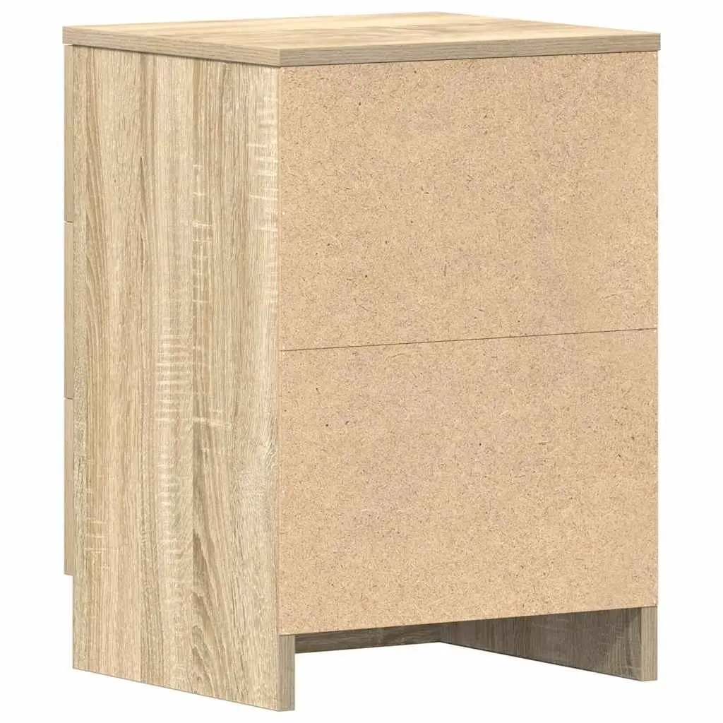 Bedside Tables Brown Engineered Wood 2 Piece Nightstand Storage Cabinet with Three Drawers