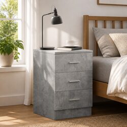 Concise Grey 3-Drawer Nightstand for Your Home