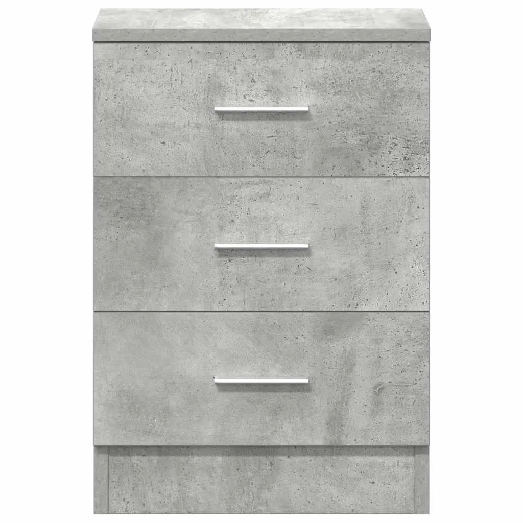Grey Nightstand Engineered Wood Bedside Cabinet with Three Storage Drawers