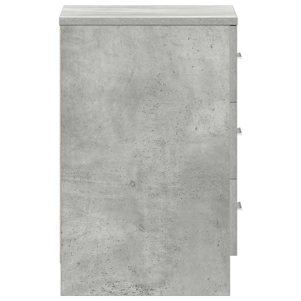 Grey Nightstand Engineered Wood Bedside Cabinet with Three Storage Drawers