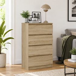Compact Sideboard Cabinet in Brown with 4 Drawers