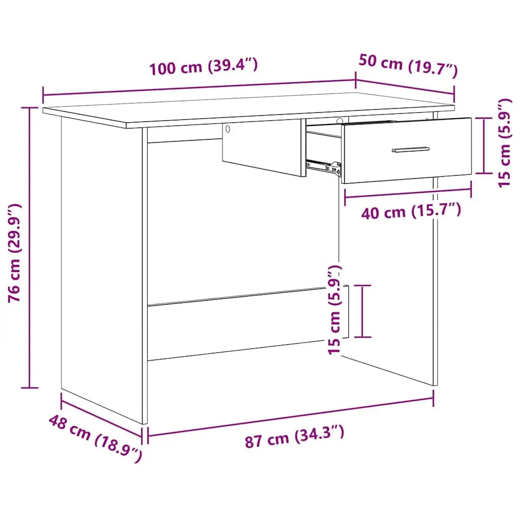 White Office Desk with Drawer Study Writing Table Computer Workstation Storage