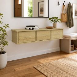 Compact Wall-Mounted Shelf with 3 Storage Drawers
