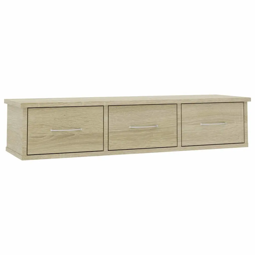 Wall-mounted Drawer Shelf Brown 3 Drawers Floating Storage Cabinet