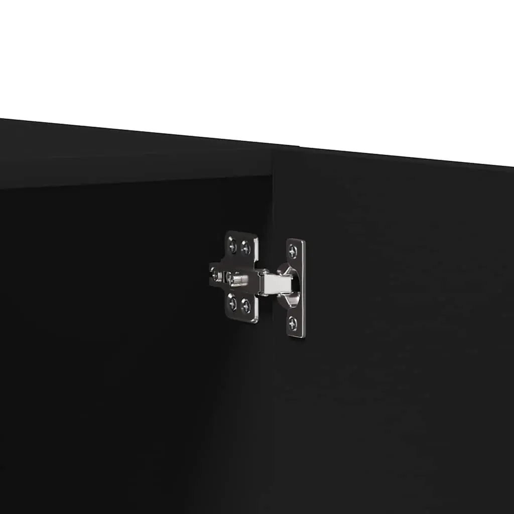 Black Wardrobe Cabinet 80x52x180cm Engineered Wood with Hanging Rod for Clothes Storage