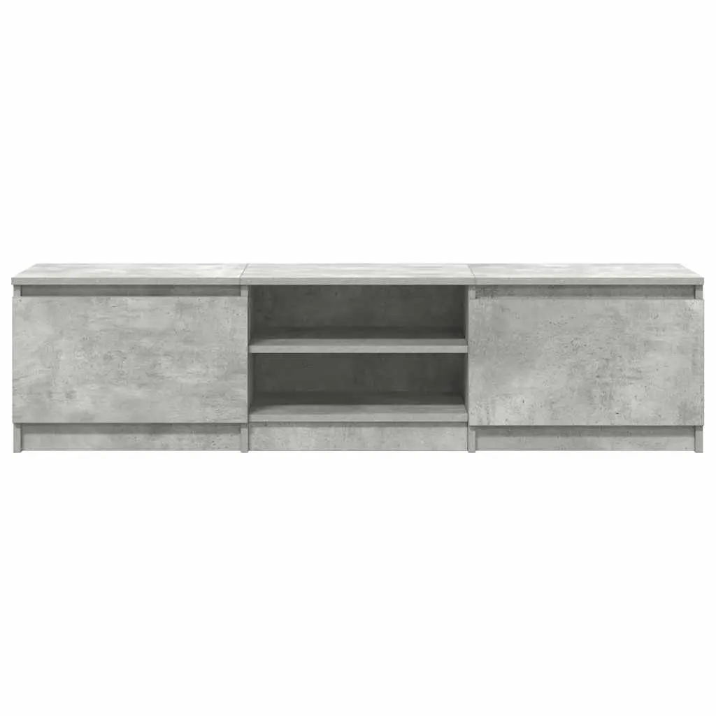 TV Cabinet Grey 140x40x35.5 cm Storage Unit 2 Doors Open Compartments