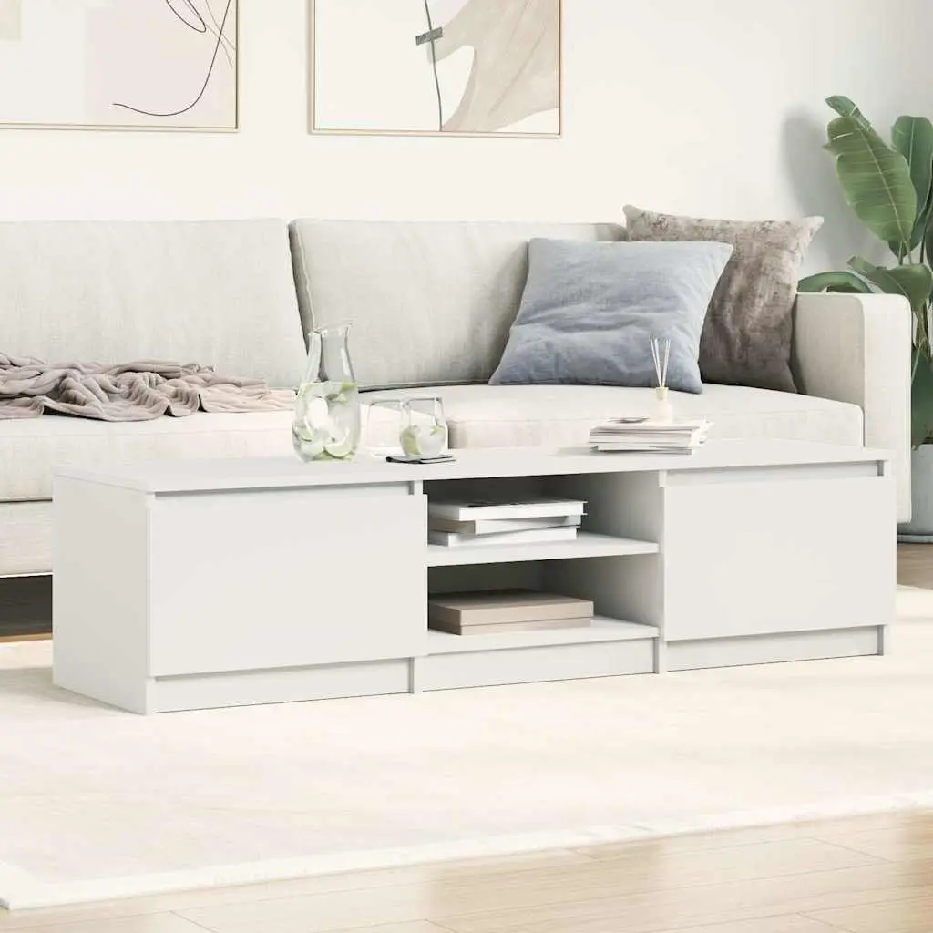 TV Cabinet White 140cm Wide High Gloss Modern Living Room Media Entertainment