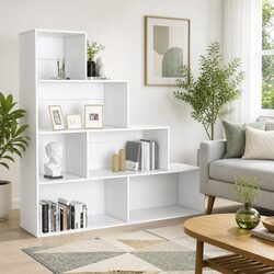 Book Cabinet Room Divider White 155x24x160 cm Bookcase Open Shelf Storage Unit