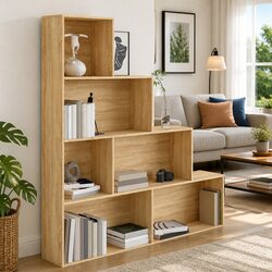 Book Cabinet Room Divider 155x24x160cm Bookcase 6-Shelf Storage Rack Engineered