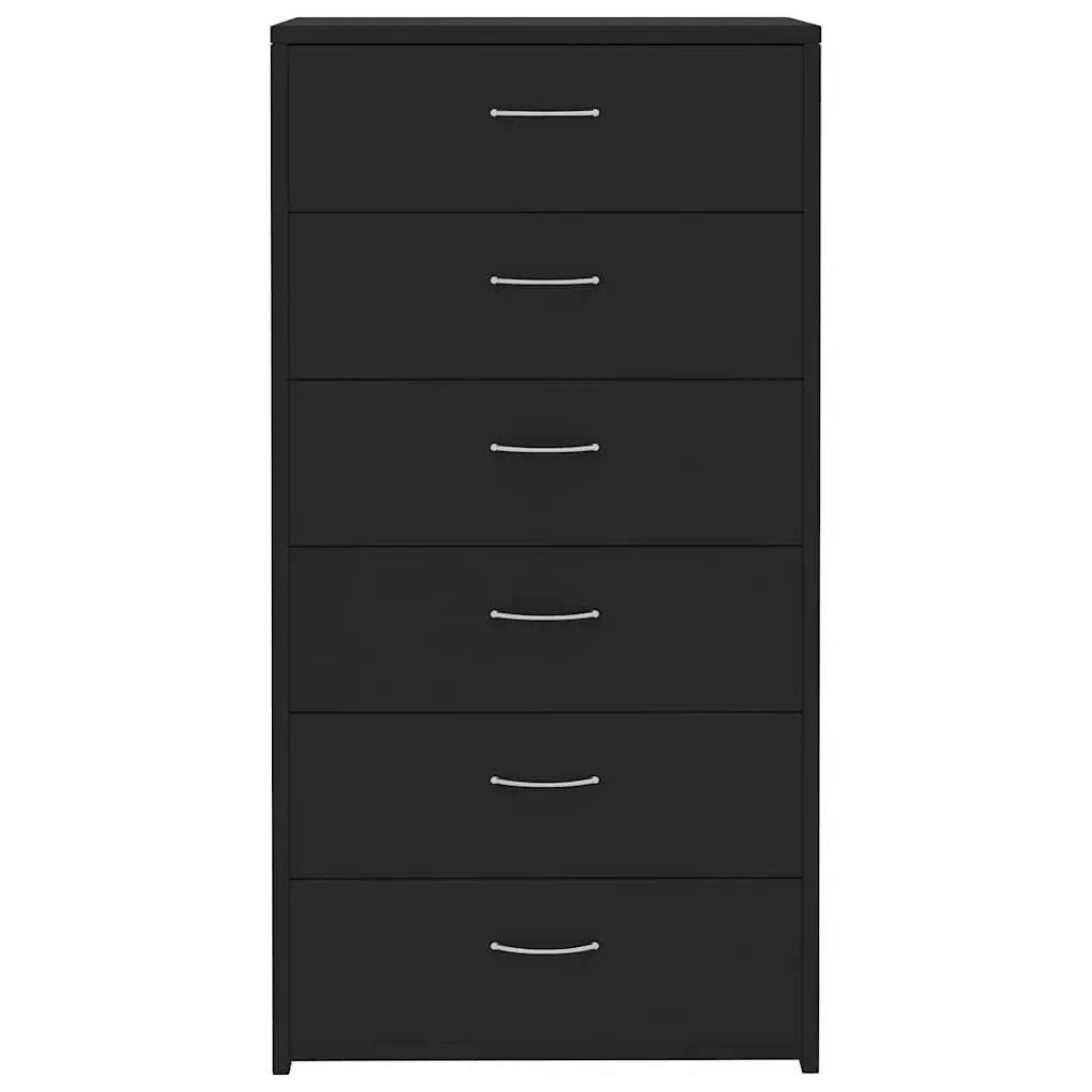 Sideboard Storage Cabinet Black 6 Drawers Engineered Wood Bedroom Living Room