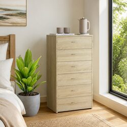Sideboard with 6 Drawers Brown Storage Cabinet Living Room Bedroom Furniture