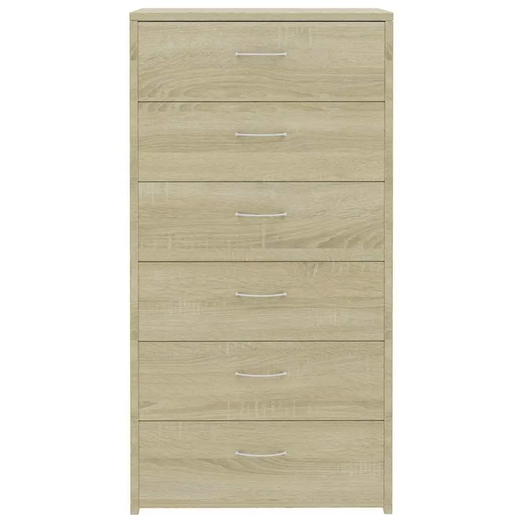 Sideboard Brown 6 Drawers Storage Cabinet for Living Room Bedroom Furniture