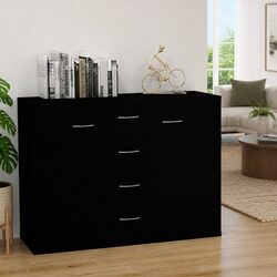 Compact Black Sideboard with Storage Drawers
