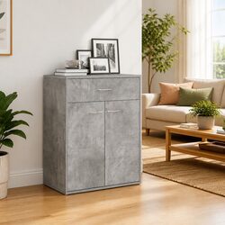 Grey Sideboard Storage Cabinet 60x30x75 cm with 2 Doors Drawer Minimalist Design