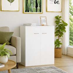 White Sideboard with Spacious Compartments and Sturdy Surface