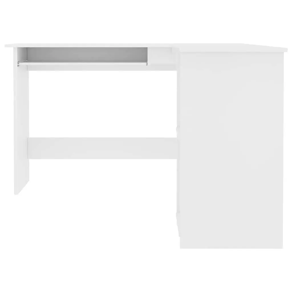 L-Shaped Corner Desk White Large Work Surface with Sliding Keyboard Tray and 2 Open Shelves