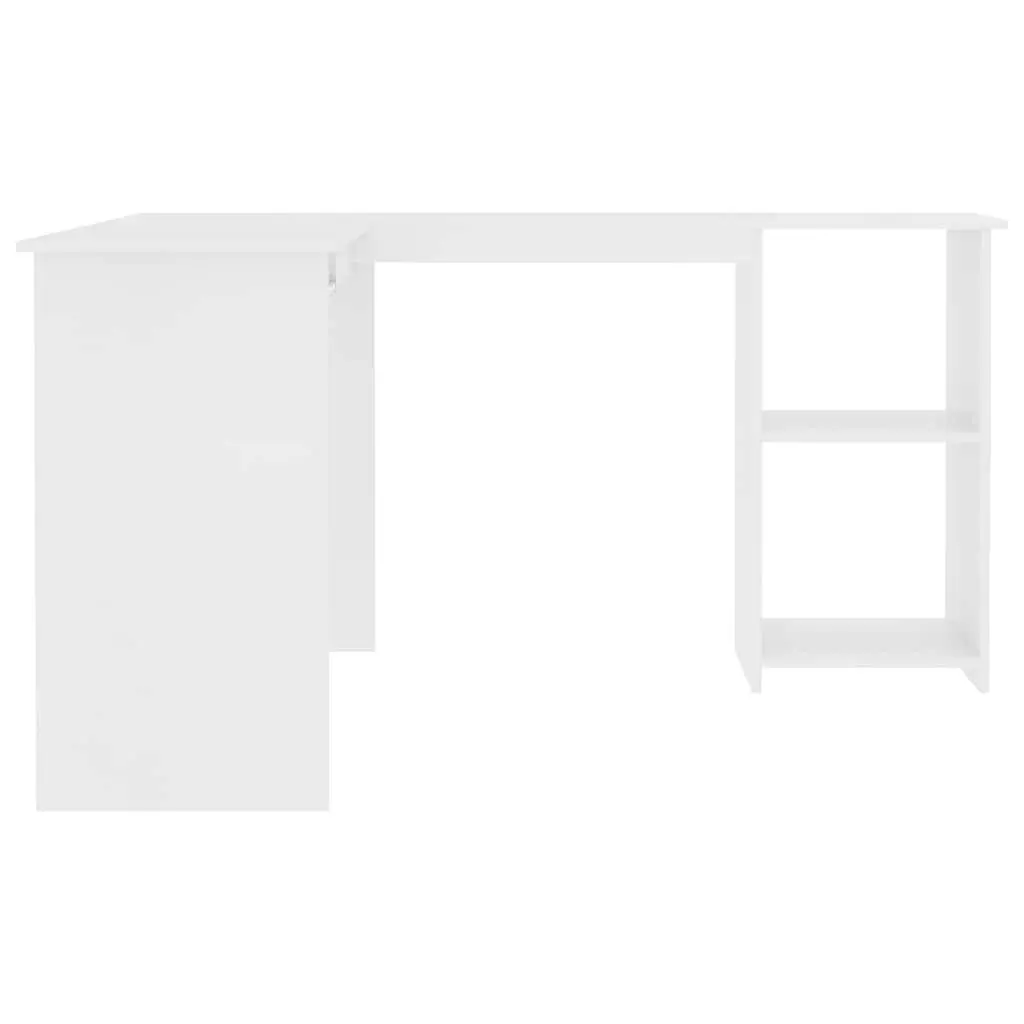 L-Shaped Corner Desk White Large Work Surface with Sliding Keyboard Tray and 2 Open Shelves