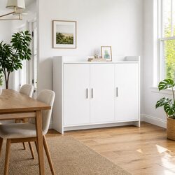 Compact White Sideboard for Dining Areas and More