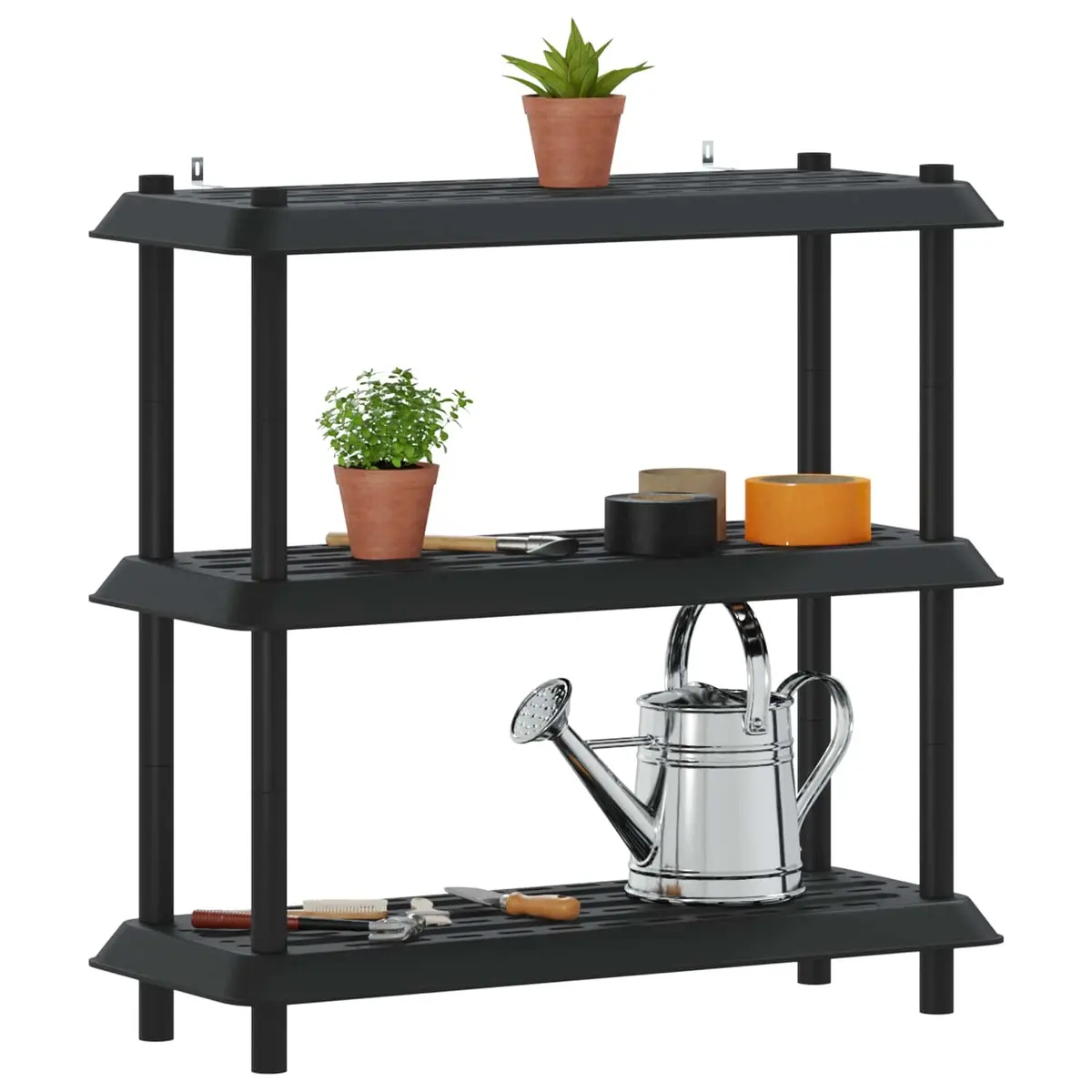 3-Tier Shelving Unit Anthracite 100x40x96cm UV-Resistant Weatherproof Storage Organiser