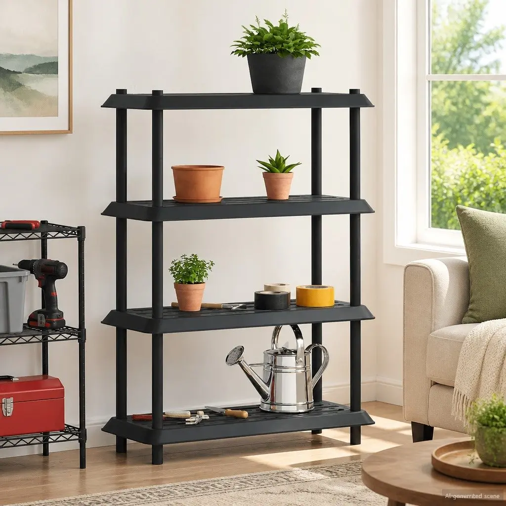 4-Tier Shelving Unit Anthracite 100 x 40 x 136.5 cm UV-Resistant Surface Drainage Holes