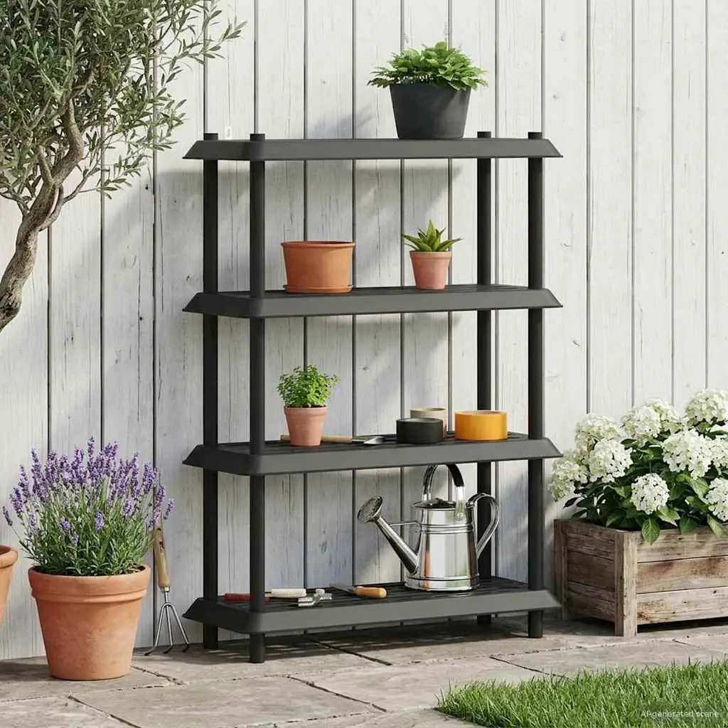 4-Tier Shelving Unit Anthracite 100 x 40 x 136.5 cm UV-Resistant Surface Drainage Holes