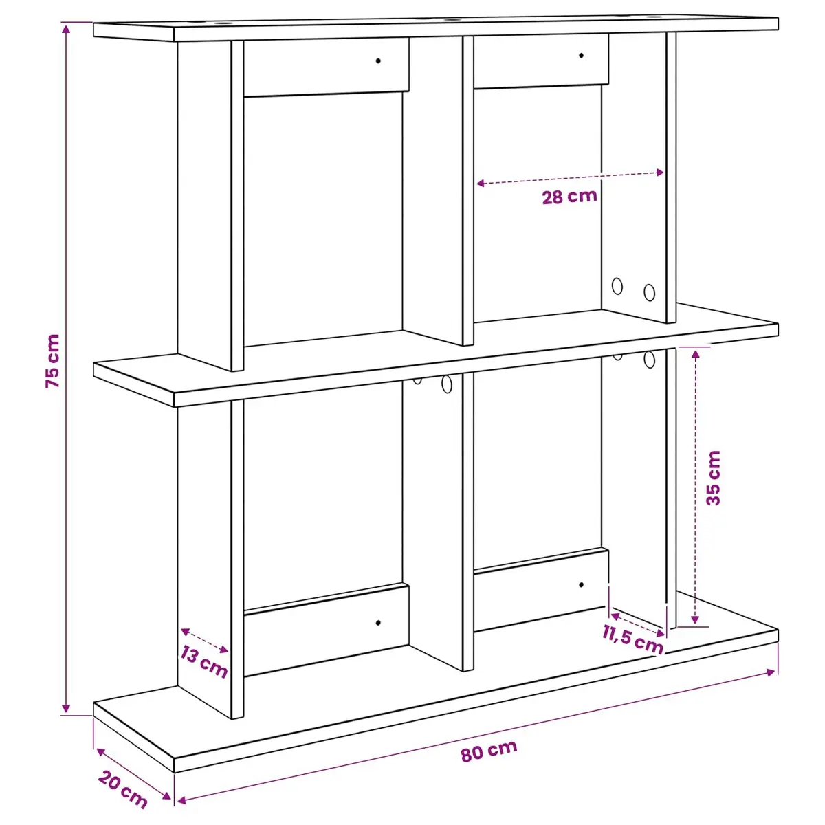 Wall Shelf Brown Sonoma Oak 80cm Wall-Mounted Storage Shelving