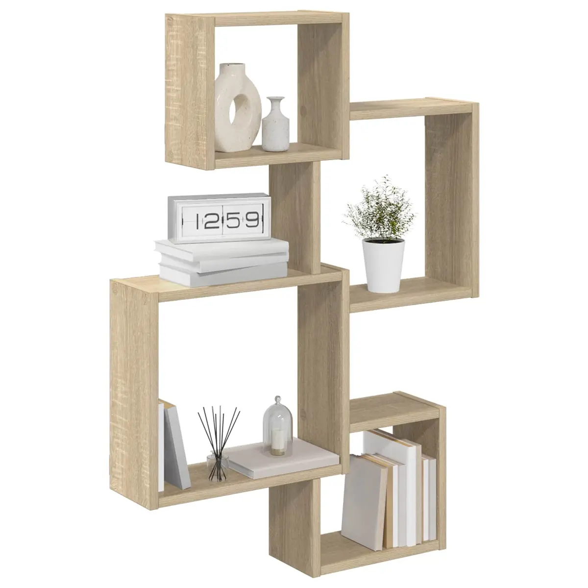Wall Cube Shelves Brown Sonoma Oak Modern Display Storage Organiser