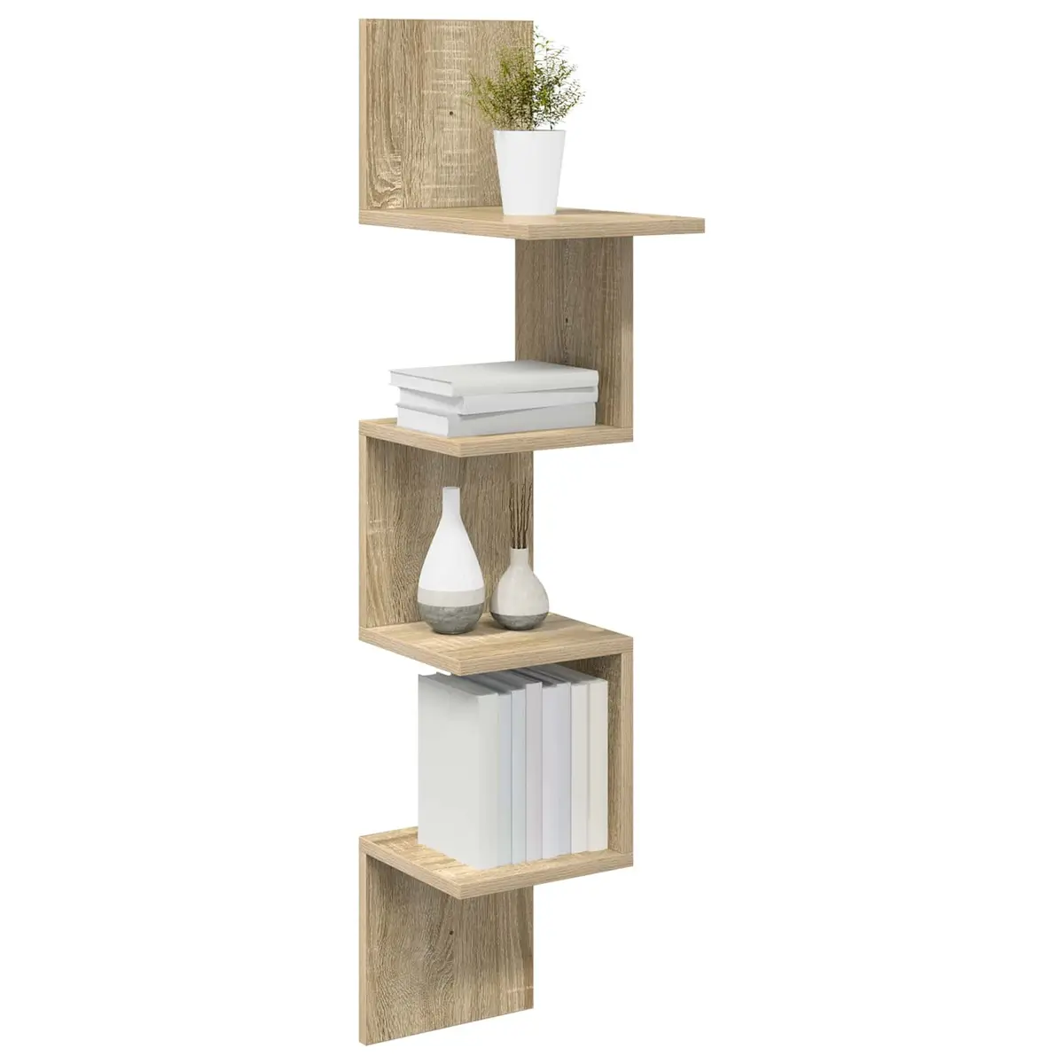 Wall Shelf Brown Engineered Wood 32 x 21 x 107 cm Wall-Mounted Storage