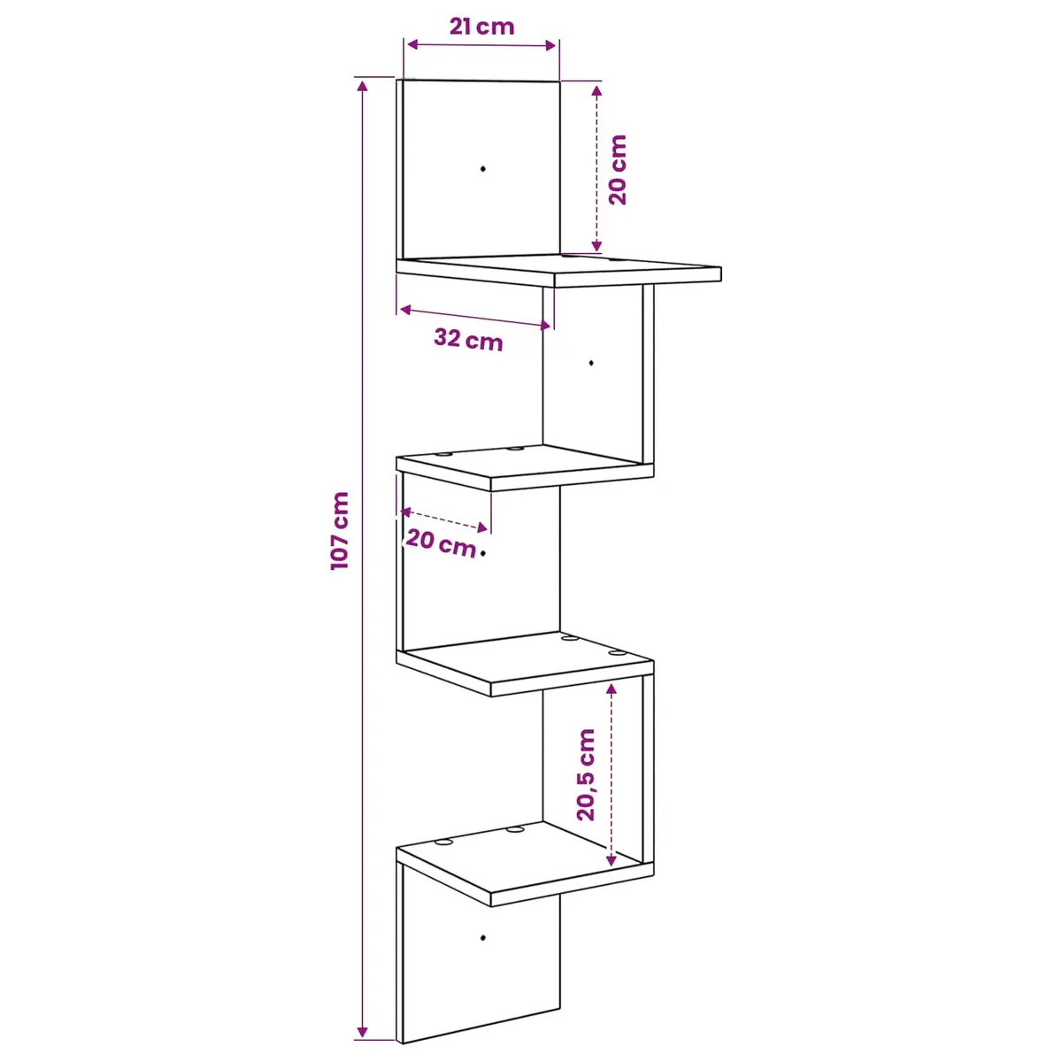 Wall Shelf Brown Engineered Wood 32 x 21 x 107 cm Wall-Mounted Storage