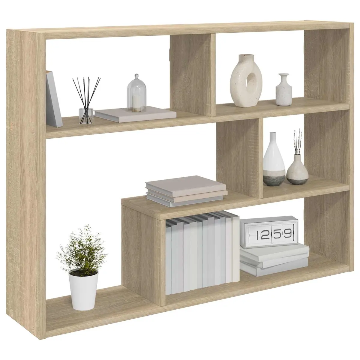 Wall Shelf Brown 95 x 20 x 69.5 cm Wall-Mounted Modern Storage Floating Display Ledge