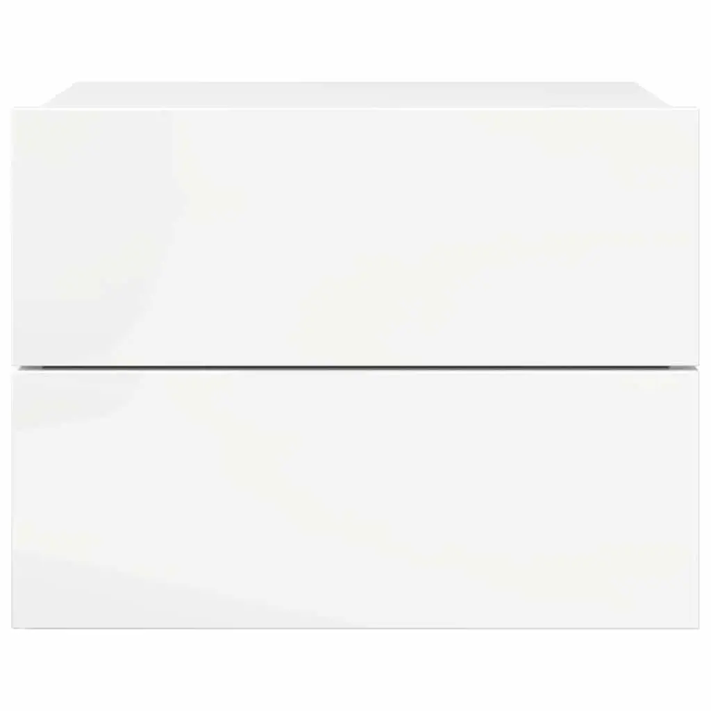 2 Piece Nightstand Storage Drawers High Gloss White 40x30x30 cm Bedside Cabinets