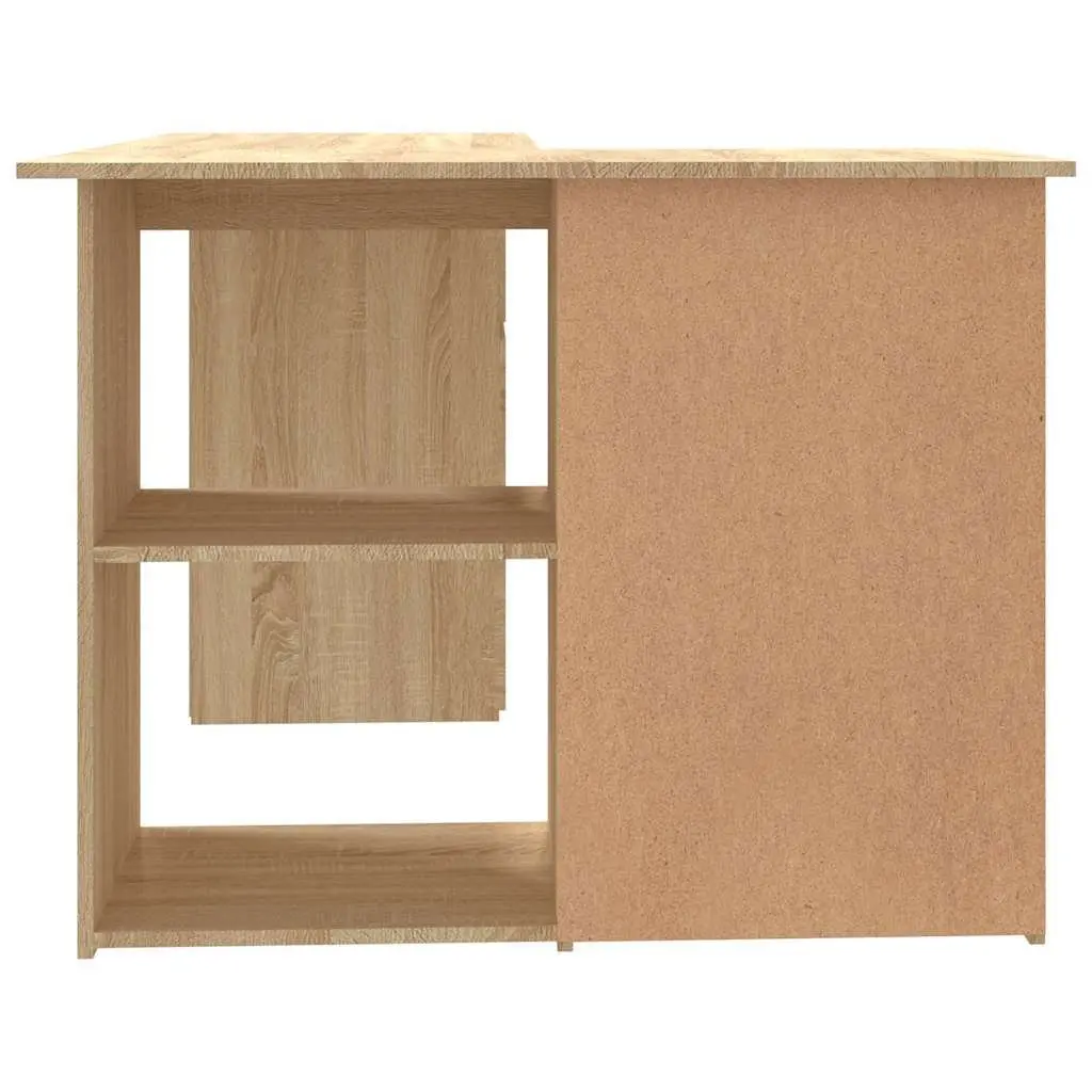 Corner Desk Brown Engineered Wood Compact Office Workstation with Storage Shelves and Drawers