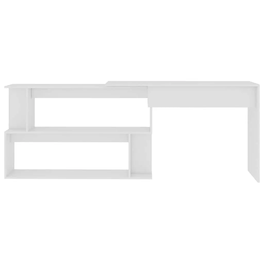 Corner Desk White Rotating Workstation Engineered Wood Office Study Table