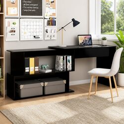 Compact and Modern Rotatable Black Corner Desk