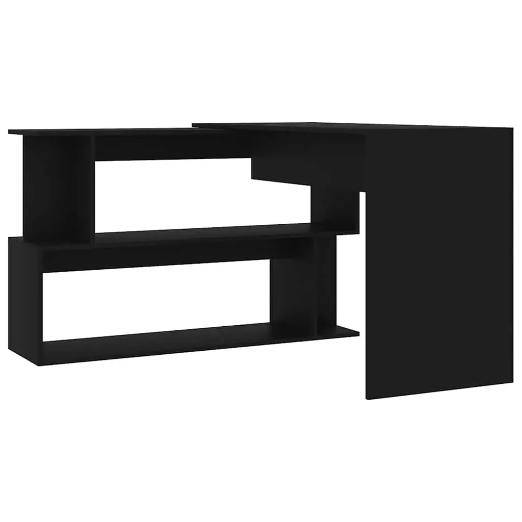 Corner Desk Black Rotatable Modern Storage 200 x 50 x 76 cm