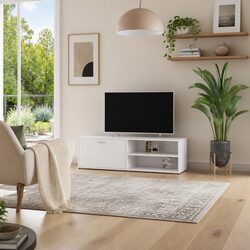 Compact and Efficient White Media Storage TV Cabinet
