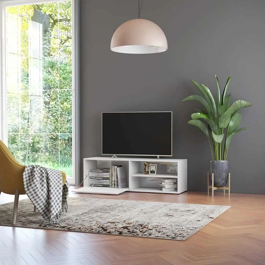 White High Gloss TV Cabinet with Ample Storage