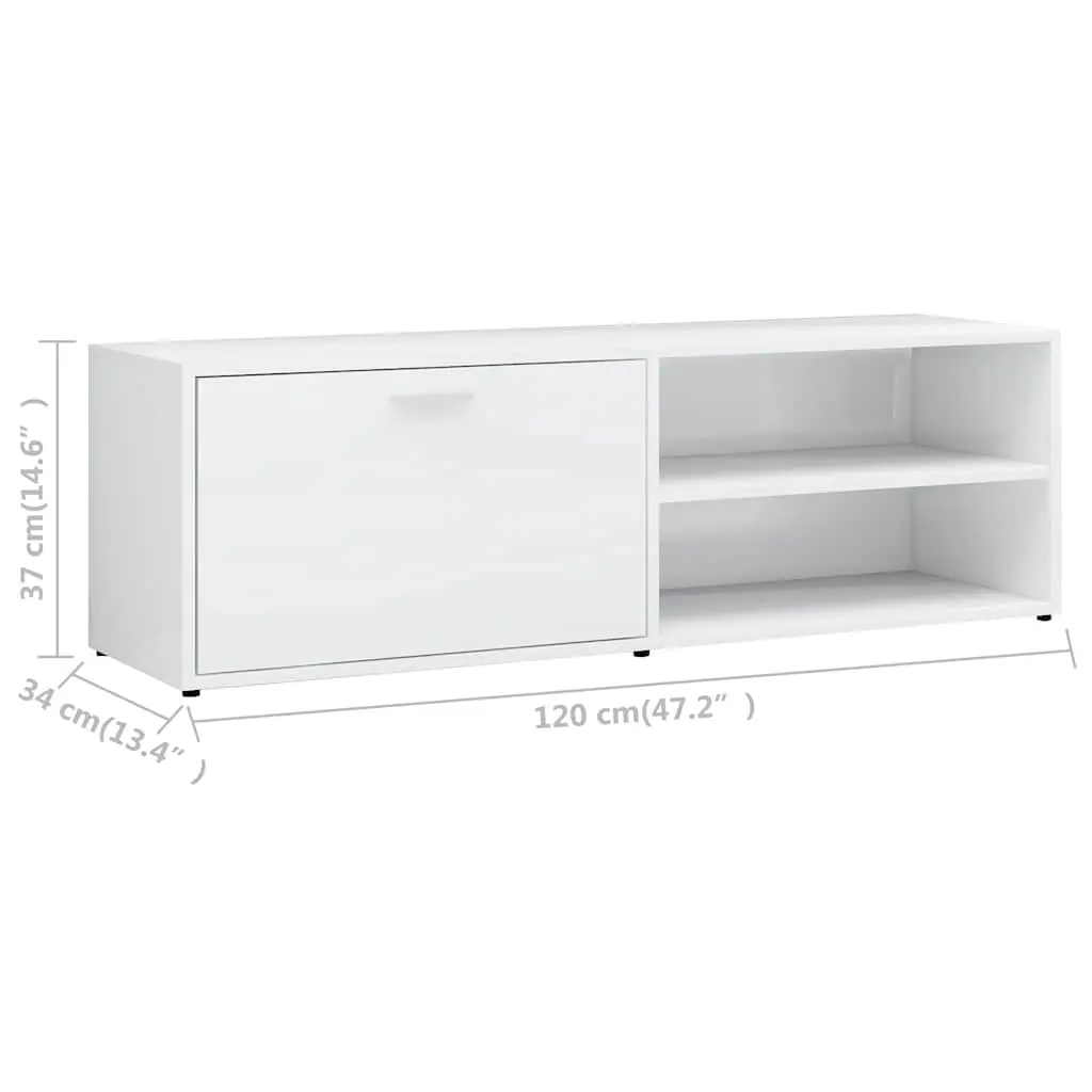 White High Gloss TV Cabinet with Ample Storage