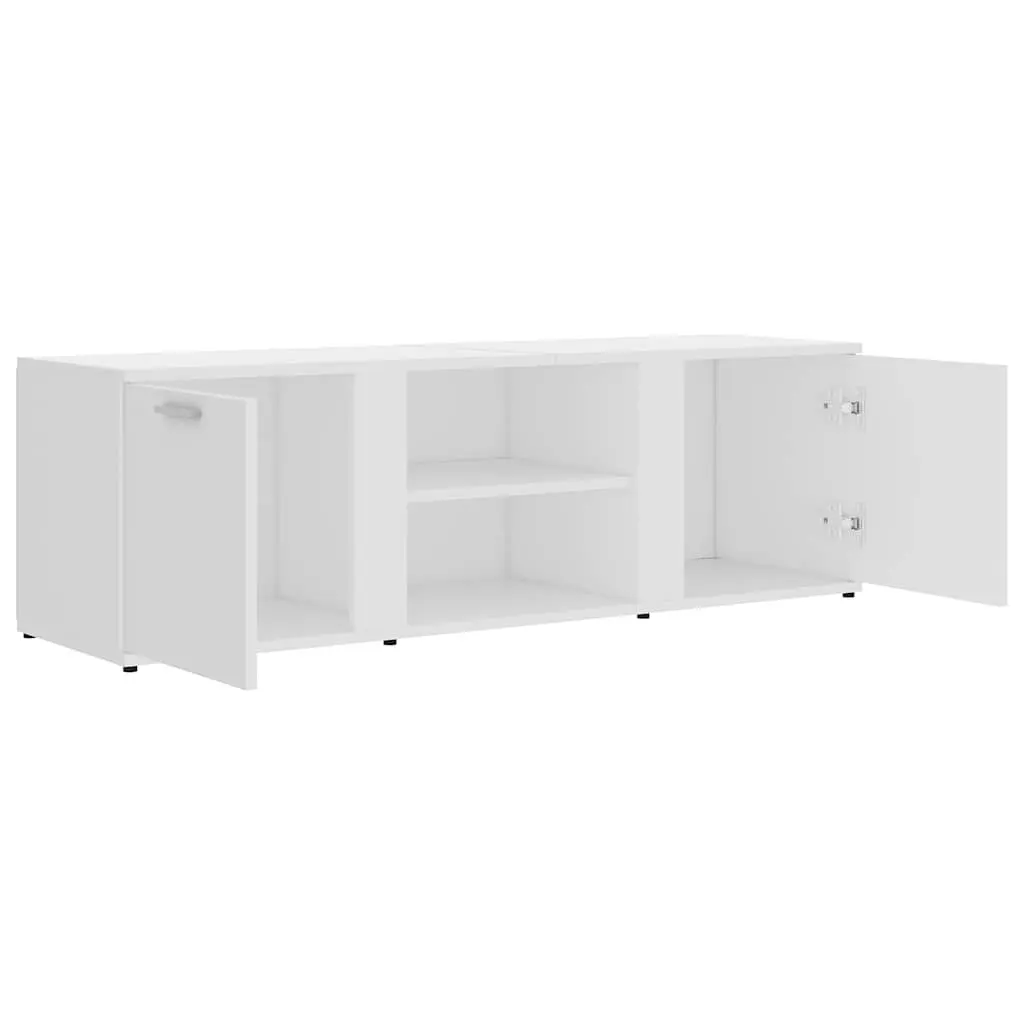 TV Cabinet White 120x34x37 cm 2 Doors 2 Open Compartments Storage Unit