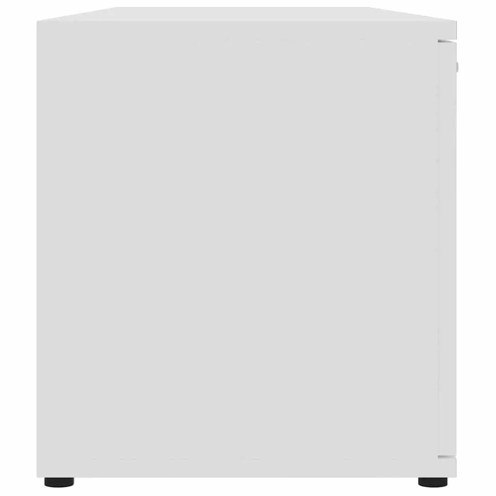 TV Cabinet White 120x34x37 cm 2 Doors 2 Open Compartments Storage Unit